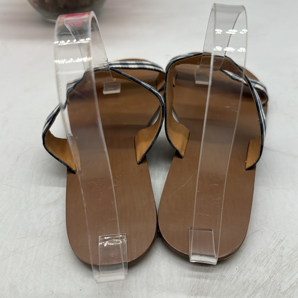 J. Crew Blue White Checkered Slip On Flat Sandal Size 8 MCS5441J - Picture 3 of 7